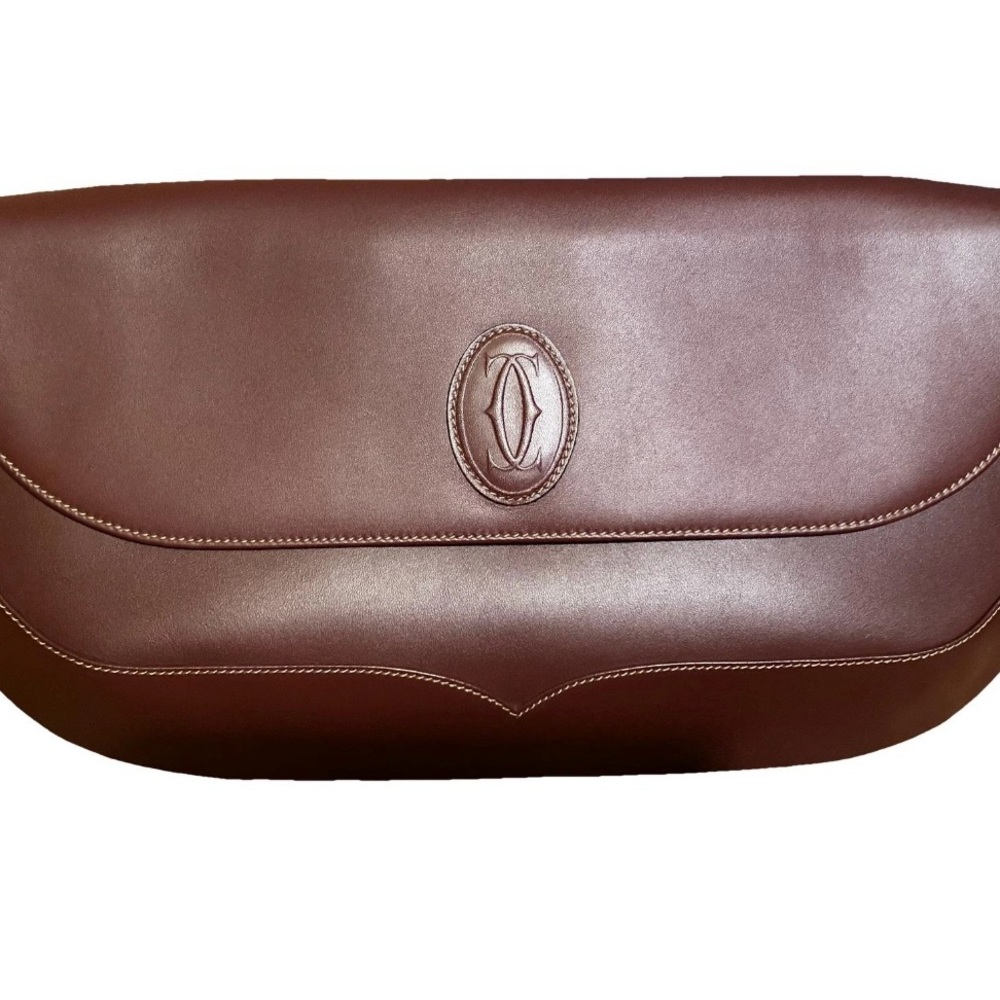 Cartier Burgundy Muse Line Large East West Clutch with Signature Emblem